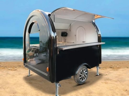 Fábrica de hamburguesas al aire libre Restaurante móvil de comida rápida con cocina de acero inoxidable