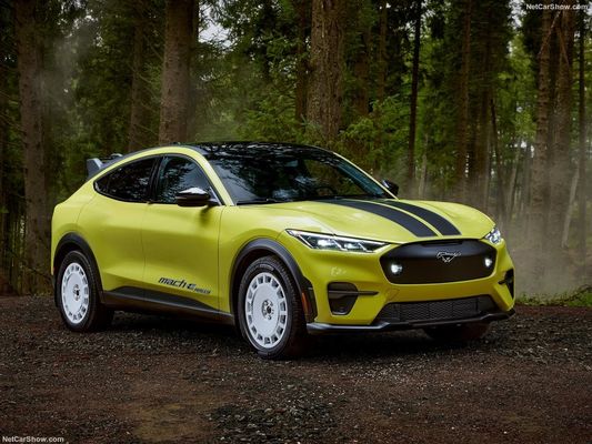 Suspensión de rally única, coche familiar fuera de la sensación de carreras en el Ford Mustang Mach-E Rally (2024) 480 caballos de fuerza