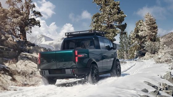 Una camioneta trcuk Canoo construida específicamente con una cama de 8 pies con un amplio interior de almacenamiento